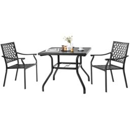 Costway 4 Seater Black Outdoor Square Dining Table with Umbrella Pole Hole - Size: 99 x 97 x 11cm - Wilko - thumbnail 4