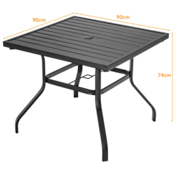 Costway 4 Seater Black Outdoor Square Dining Table with Umbrella Pole Hole - Size: 99 x 97 x 11cm - Wilko - thumbnail 7