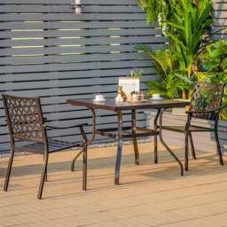 Costway 4 Seater Black Outdoor Square Dining Table with Umbrella Pole Hole - Size: 99 x 97 x 11cm - Wilko - thumbnail 6
