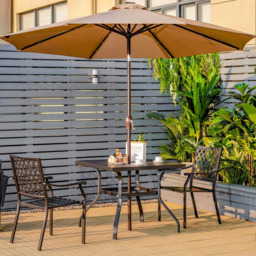Costway 4 Seater Black Outdoor Square Dining Table with Umbrella Pole Hole - Size: 99 x 97 x 11cm - Wilko - thumbnail 5