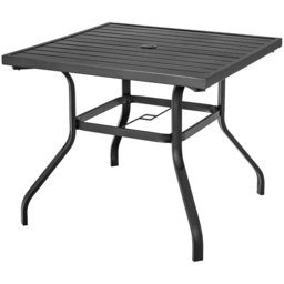 Costway 4 Seater Black Outdoor Square Dining Table with Umbrella Pole Hole - Size: 99 x 97 x 11cm - Wilko - thumbnail 3