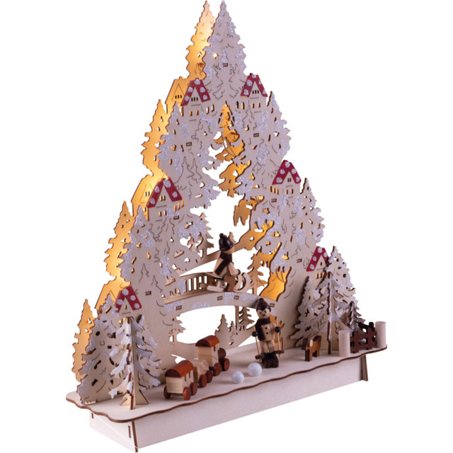 St Helens LED Wooden Xmas Scene - Size: 330 x 280 x 85cm - Brown - Wilko - image 1