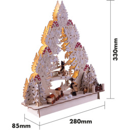 St Helens LED Wooden Xmas Scene - Size: 330 x 280 x 85cm - Brown - Wilko - thumbnail 5