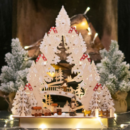 St Helens LED Wooden Xmas Scene - Size: 330 x 280 x 85cm - Brown - Wilko - thumbnail 4
