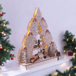 St Helens LED Wooden Xmas Scene - Size: 330 x 280 x 85cm - Brown - Wilko - thumbnail 3