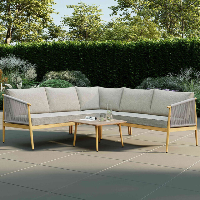 Charles Bentley Almada 5 Seater Rope Weave Garden Corner Lounge Set - Grey - Wilko - image 1