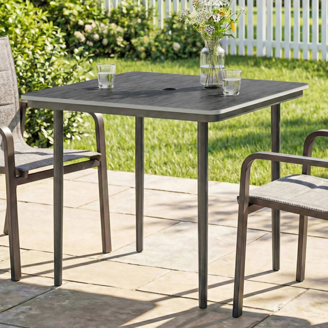 Outsunny 4 Seater Garden Dining Table with Umbrella Hole Dark Grey - Wilko - image 1