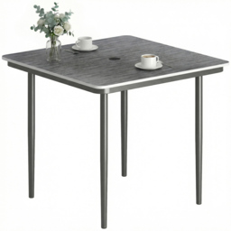 Outsunny 4 Seater Garden Dining Table with Umbrella Hole Dark Grey - Wilko - thumbnail 3