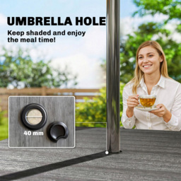 Outsunny 4 Seater Garden Dining Table with Umbrella Hole Dark Grey - Wilko - thumbnail 6