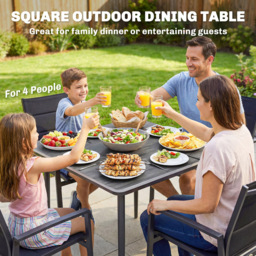 Outsunny 4 Seater Garden Dining Table with Umbrella Hole Dark Grey - Wilko - thumbnail 5