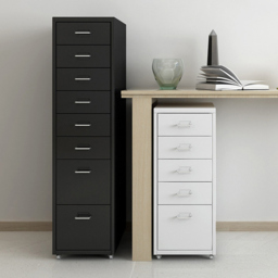 Living and Home Black 8 Tier Vertical File Cabinet with Wheels - Size: 109.1 x 28 x 41cm - Wilko - thumbnail 5