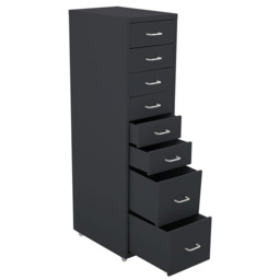 Living and Home Black 8 Tier Vertical File Cabinet with Wheels - Size: 109.1 x 28 x 41cm - Wilko - thumbnail 4