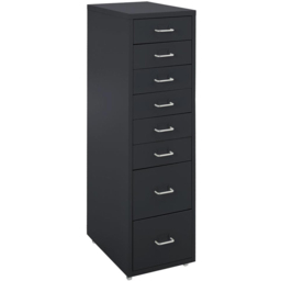Living and Home Black 8 Tier Vertical File Cabinet with Wheels - Size: 109.1 x 28 x 41cm - Wilko - thumbnail 3