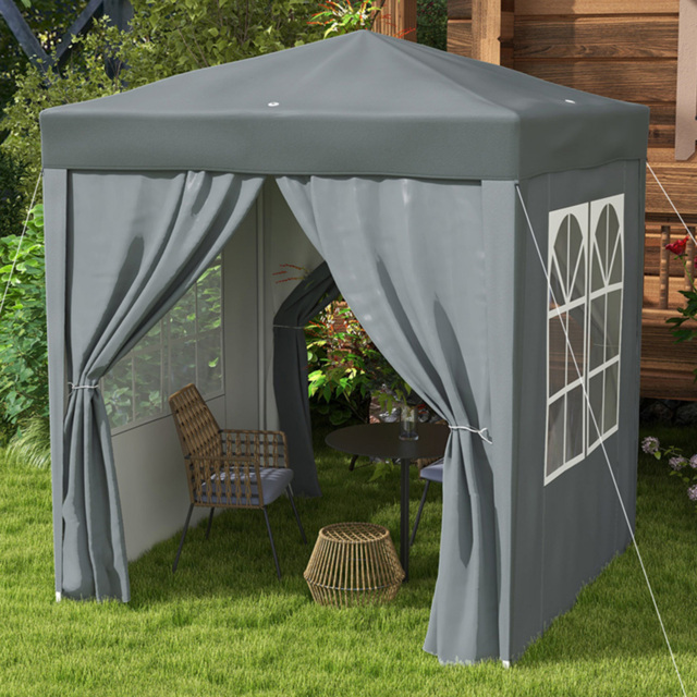 Outsunny 2 x 2m Grey Pop Up Gazebo with 4 Sides and Carry Bag - Size: 2.4 x 2 x 2cm - Wilko - image 1