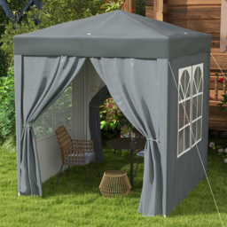 Outsunny 2 x 2m Grey Pop Up Gazebo with 4 Sides and Carry Bag - Size: 2.4 x 2 x 2cm - Wilko