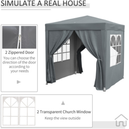 Outsunny 2 x 2m Grey Pop Up Gazebo with 4 Sides and Carry Bag - Size: 2.4 x 2 x 2cm - Wilko - thumbnail 6