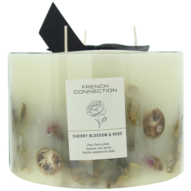 French Connection Botanical Collection Cherry Blossom and Rose Scented Candle - Size: 10 x 15 x 15cm - n/a - Wilko - image 1