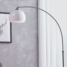 Living and Home Modern Arched Floor Lamp with White Lampshade - Size: 220 x 92 x 30 cm - Wilko - thumbnail 6