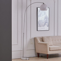 Living and Home Modern Arched Floor Lamp with White Lampshade - Size: 220 x 92 x 30 cm - Wilko - thumbnail 5