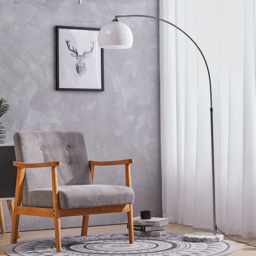 Living and Home Modern Arched Floor Lamp with White Lampshade - Size: 220 x 92 x 30 cm - Wilko - thumbnail 3