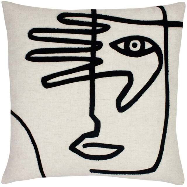 furn. Mono Face Linen Cushion - Size: 50 x 50 cm - Cream - Wilko - image 1