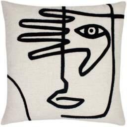 furn. Mono Face Linen Cushion - Size: 50 x 50 cm - Cream - Wilko
