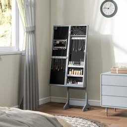 HOMCOM Grey Freestanding LED Mirrored Jewellery Cabinet - Size: 14.5 x 38.5 x 113cm - Wilko - thumbnail 5