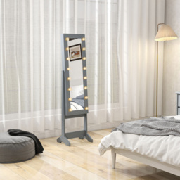 HOMCOM Grey Freestanding LED Mirrored Jewellery Cabinet - Size: 14.5 x 38.5 x 113cm - Wilko - thumbnail 6