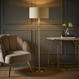 ValueLights Marissa Beige and Gold Shade Gold Ball LED Floor Lamp - Size: 145 x 45 x 45cm - Wilko - thumbnail 3