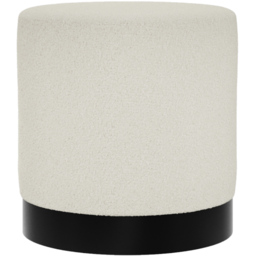 Lara Ivory Boucle and Brushed Gold Small Pouffe - Cream - LPD Home - Wilko - thumbnail 3