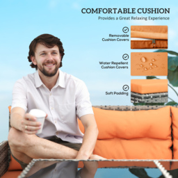 Outsunny 8 Seater Orange Rattan Garden Lounge Set - Wilko - thumbnail 5