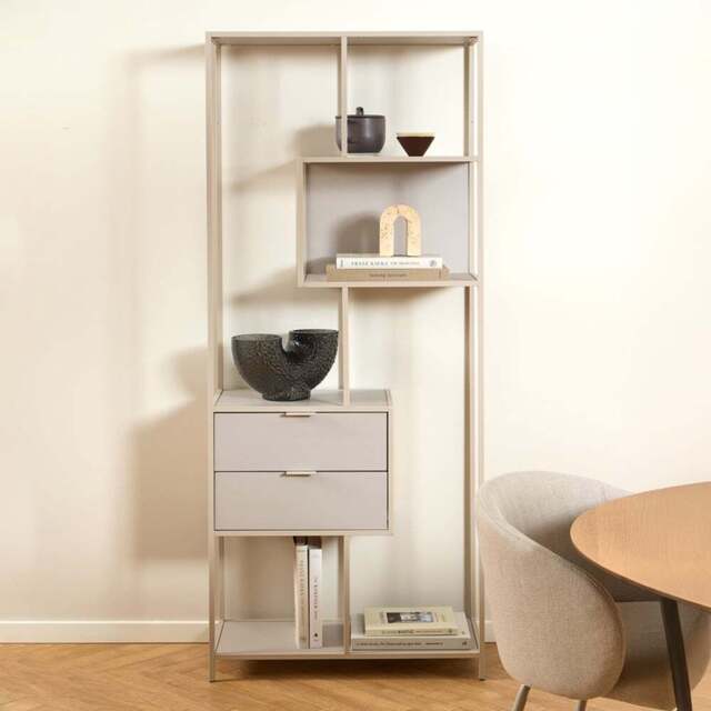 Florence Seaford 2 Drawer 4 Shelf Tall Grey Metal Bookcase - Size: 185 x 77 x 35cm - Furniture To Go - Wilko - image 1
