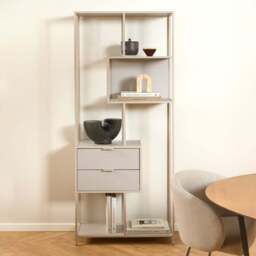 Florence Seaford 2 Drawer 4 Shelf Tall Grey Metal Bookcase - Size: 185 x 77 x 35cm - Furniture To Go - Wilko