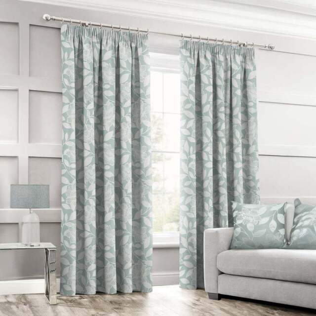 Intimates Serena Duck Egg Tape Top Curtains 223 x 223cm - Size: W 223 x D 223cm - Blue - Wilko - image 1