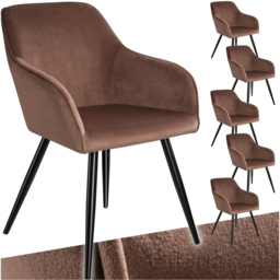 tectake Marilyn Set of 6 Brown and Black Velvet Look Padded Dining Chairs - Wilko - thumbnail 3