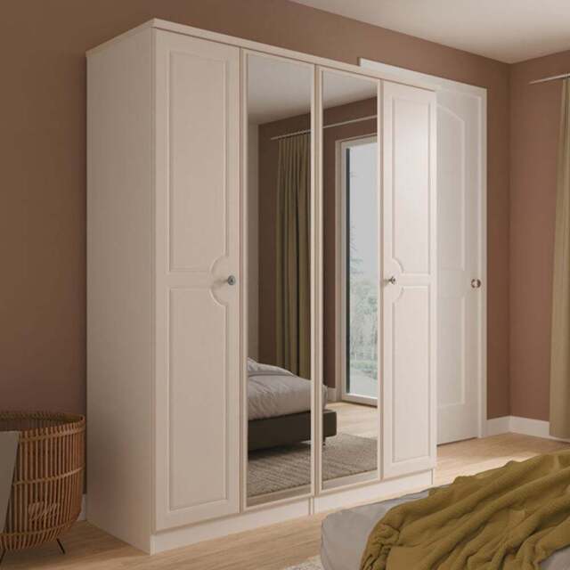 Crowndale Pembroke 4 Door Kashmir Ash Mirror Wardrobe Ready Assembled - Wilko - image 1