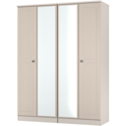 Crowndale Pembroke 4 Door Kashmir Ash Mirror Wardrobe Ready Assembled - Wilko - thumbnail 4