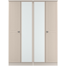 Crowndale Pembroke 4 Door Kashmir Ash Mirror Wardrobe Ready Assembled - Wilko - thumbnail 3