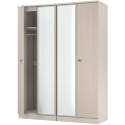 Crowndale Pembroke 4 Door Kashmir Ash Mirror Wardrobe Ready Assembled - Wilko - thumbnail 5