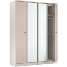 Crowndale Pembroke 4 Door Kashmir Ash Mirror Wardrobe Ready Assembled - Wilko - thumbnail 6