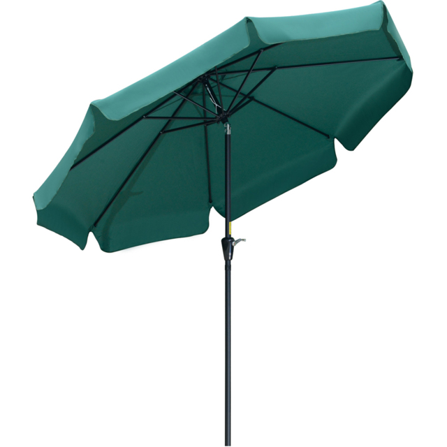 Outsunny Green Crank and Tilt Parasol with Ruffles 2.66m - Size: 3m - Wilko - image 1