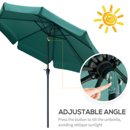 Outsunny Green Crank and Tilt Parasol with Ruffles 2.66m - Size: 3m - Wilko - thumbnail 5