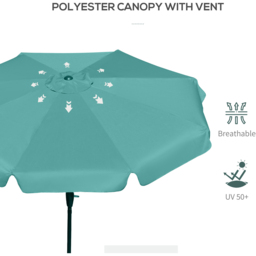Outsunny Green Crank and Tilt Parasol with Ruffles 2.66m - Size: 3m - Wilko - thumbnail 7