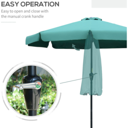 Outsunny Green Crank and Tilt Parasol with Ruffles 2.66m - Size: 3m - Wilko - thumbnail 6