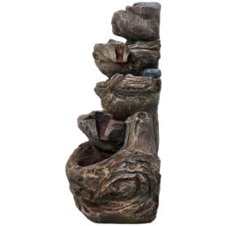 Living and Home 5-Tier Tiered Log Wood and Rock Effect Solar LED Water Feature - Size: 45 x 27 x 19cm - Brown - Wilko - thumbnail 3