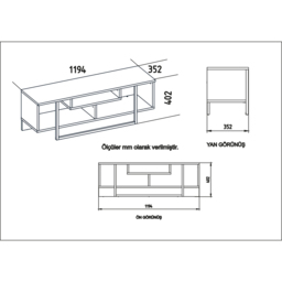 Decorotika Asal Oak and White Black Wide TV Unit - Size: 40 x 120 x 35.2cm - Multi - Wilko - thumbnail 5