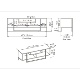 Decorotika Asal Oak and White Black Wide TV Unit - Size: 40 x 120 x 35.2cm - Multi - Wilko - thumbnail 6