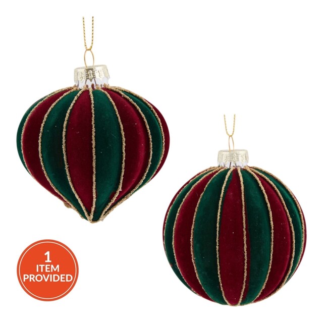 Two Tone Flocked Bauble - Sleigh Bells Ring - Wilko - image 1