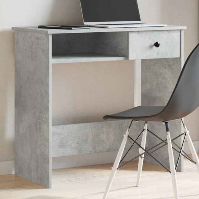 vidaXL Single Drawer Single Shelf Computer Desk Concrete Grey - Size: 75 x 80 x 40cm - Wilko - image 1