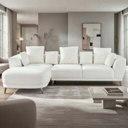 DS Living The Nova 3 Seater Cream Fabric Left Hand Corner Lounger Sofa - Wilko - thumbnail 1